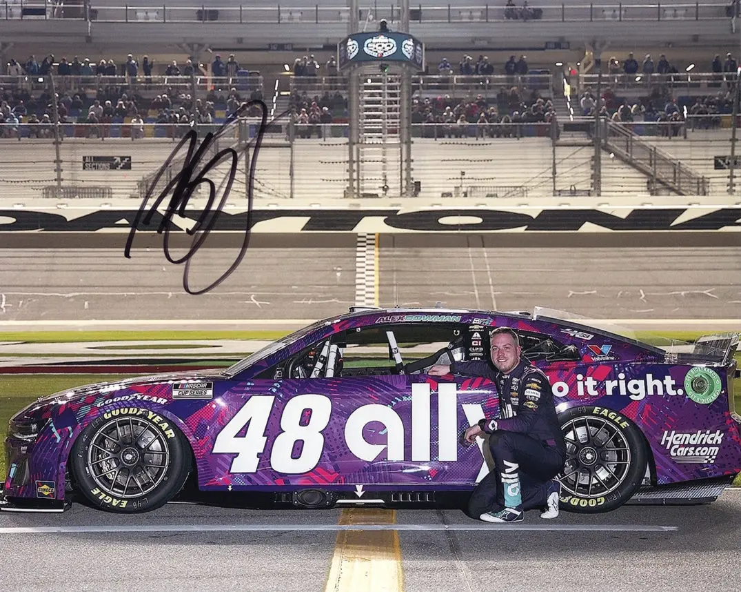 Autographed 2024 Alex Bowman #48 Ally Racing Daytona 500 Car (Pit Road Pose) Signed 8X10 Inch Nascar Glossy Photo With Coa 1
