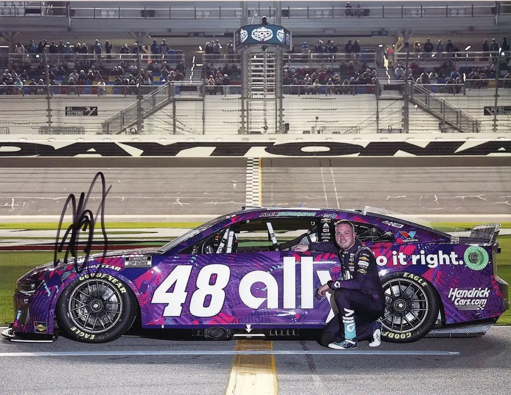 Autographed 2024 Alex Bowman #48 Ally Racing Daytona 500 Race (Pit Road Pose) Hendrick Motorsports Signed 9X11 Inch Nascar Glossy Photo With Coa 1