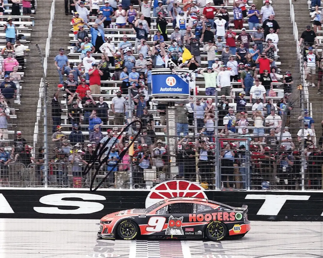 Autographed 2024 Chase Elliott #9 Hooters Racing Texas Win (Finish Line) Signed 8X10 Inch Nascar Glossy Photo With Coa 1
