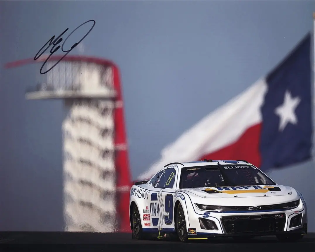 Autographed 2024 Chase Elliott #9 Napa Night Vision Cota Race (Circuit Of The Americas) Texas Flag Signed 8X10 Inch Nascar Glossy Photo With Coa 1