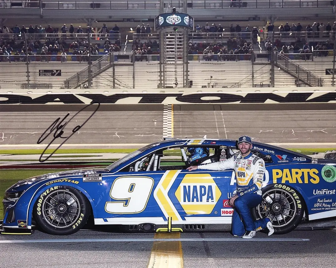 Autographed 2024 Chase Elliott #9 Napa Racing Daytona 500 Car (Pit Road Pre-Race) Signed 8X10 Inch Nascar Glossy Photo With Coa 1