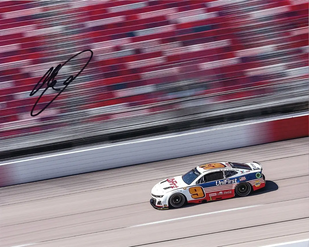 Autographed 2024 Chase Elliott #9 Unifirst Racing Darlington Throwback Car Signed 8X10 Inch Nascar Glossy Photo With Coa 1
