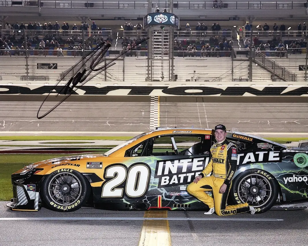 Autographed 2024 Christopher Bell #20 Dewalt / Interstate Batteries Daytona 500 Car (Joe Gibbs Racing) Signed 8X10 Inch Nascar Glossy Photo With Coa 1