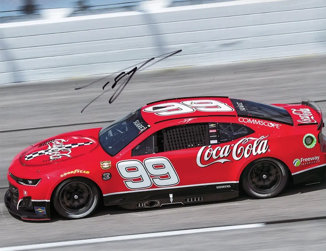 Autographed 2024 Daniel Suarez #99 Coca-Cola Racing Darlington Throwback Car (Trackhouse) Signed 9X11 Inch Nascar Glossy Photo With Coa 1