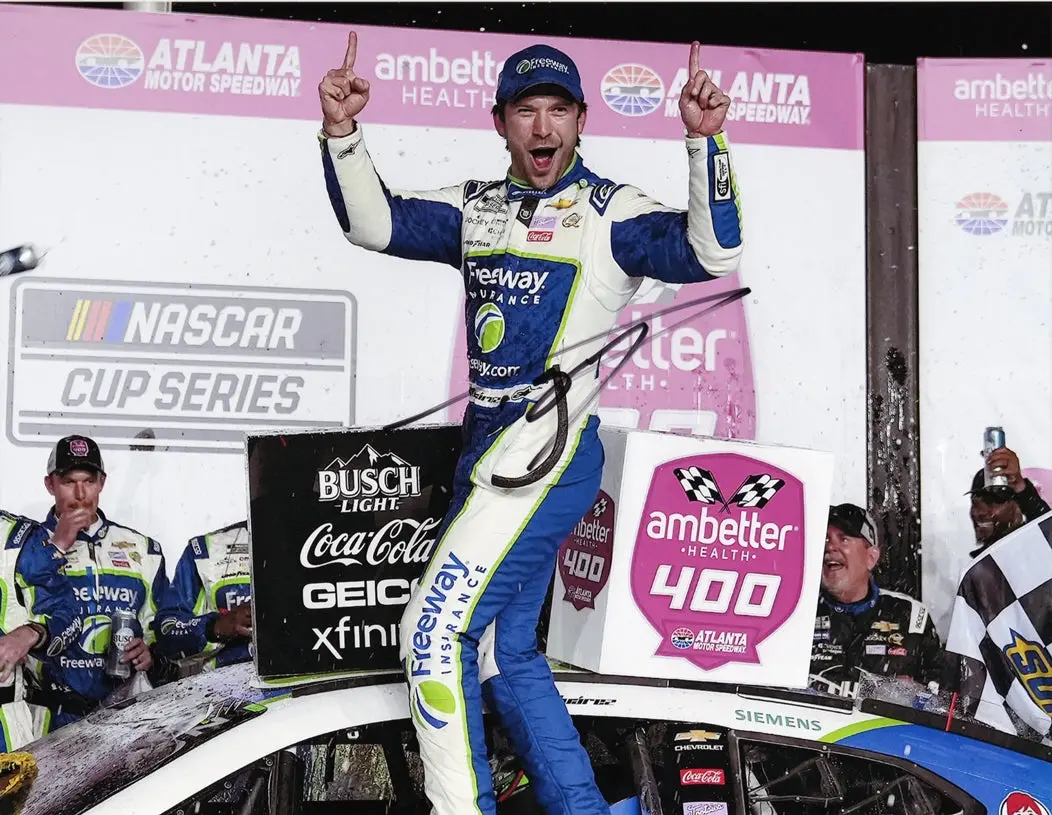 Autographed 2024 Daniel Suarez #99 Freeway Insurance Atlanta Race Win (Victory Lane) Trackhouse Signed 9X11 Inch Nascar Glossy Photo With Coa 1