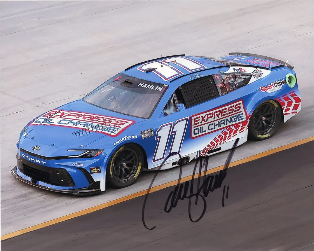 Autographed 2024 Denny Hamlin #11 Express Oil Change Bristol Motor Speedway (Joe Gibbs Racing) Signed 8X10 Inch Nascar Glossy Photo With Coa 1