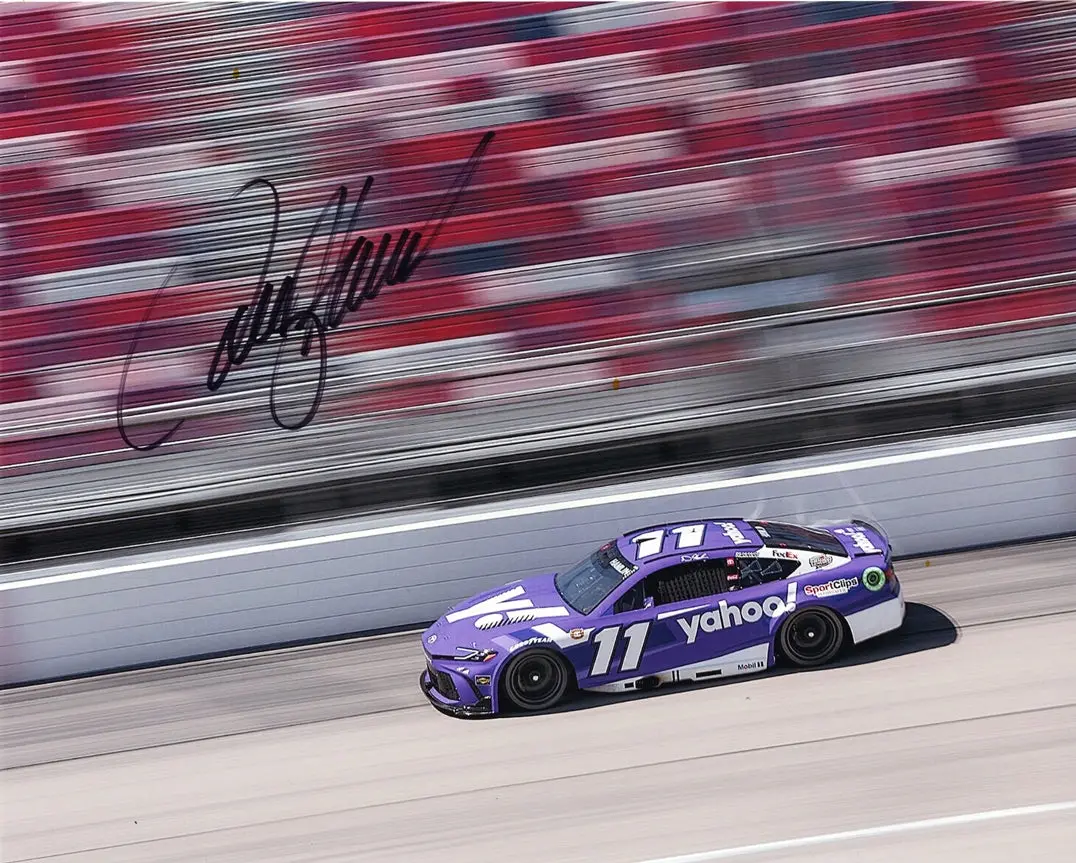 Autographed 2024 Denny Hamlin #11 Yahoo Racing Darlington Raceway Signed 8X10 Inch Nascar Glossy Photo With Coa 1
