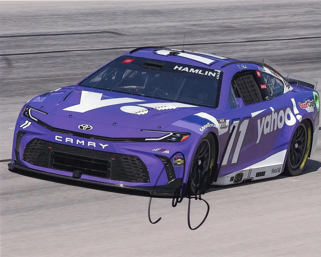 Autographed 2024 Denny Hamlin #11 Yahoo Toyota Team (Joe Gibbs Racing) Signed 8X10 Inch Nascar Glossy Photo With Coa 1