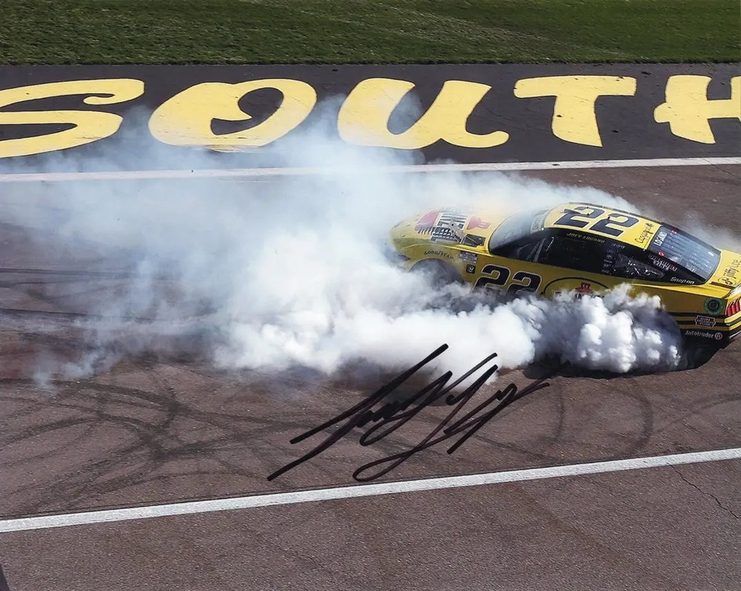 Autographed 2024 Joey Logano #22 Shell Pennzoil Racing Las Vegas Playoff Win (Victory Burnout) Champion Signed 8X10 Inch Nascar Glossy Photo With Coa 1