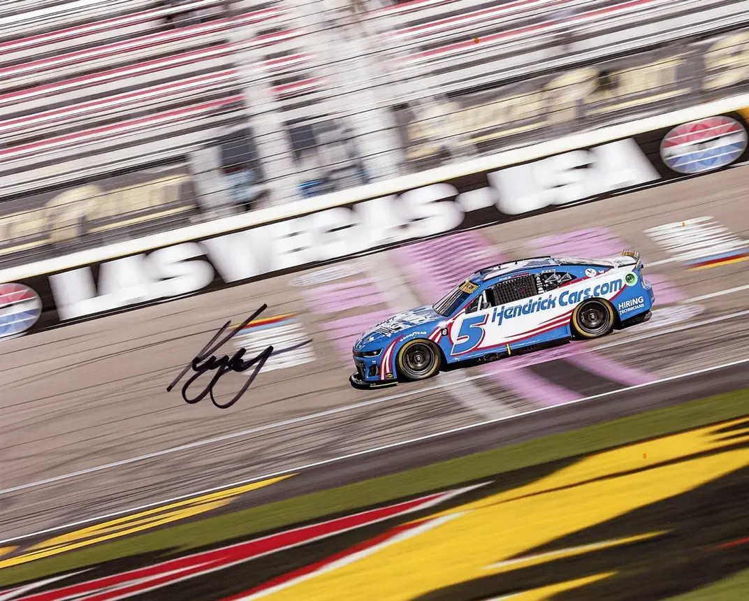 Autographed 2024 Kyle Larson #5 Hendrick Motorsports Las Vegas Win (Finish Line) Signed 8X10 Inch Nascar Glossy Photo With Coa 1