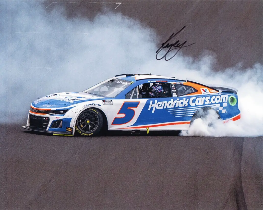 Autographed 2024 Kyle Larson #5 Indianapolis Motor Speedway Brickyard 400 Win (Victory Burnout) Hendrick Signed 8X10 Inch Nascar Glossy Photo With Coa 1