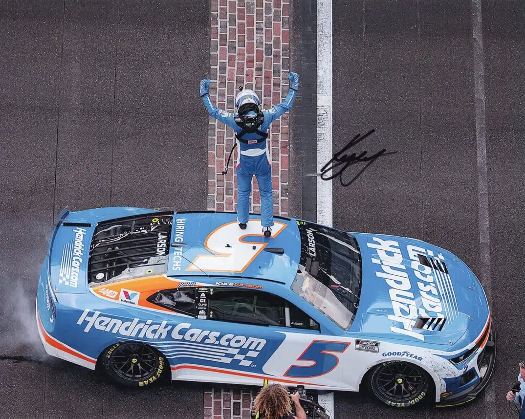 Autographed 2024 Kyle Larson #5 Indianapolis Motor Speedway Brickyard 400 Win (Victory Celebration) Signed 8X10 Inch Nascar Glossy Photo With Coa 1