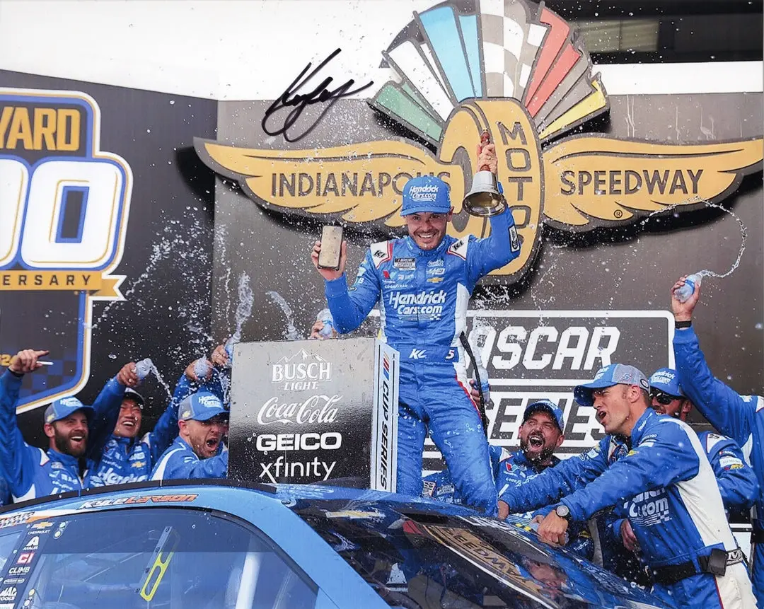 Autographed 2024 Kyle Larson #5 Indianapolis Motor Speedway Brickyard 400 Win (Victory Lane) Signed 8X10 Inch Nascar Glossy Photo With Coa 1