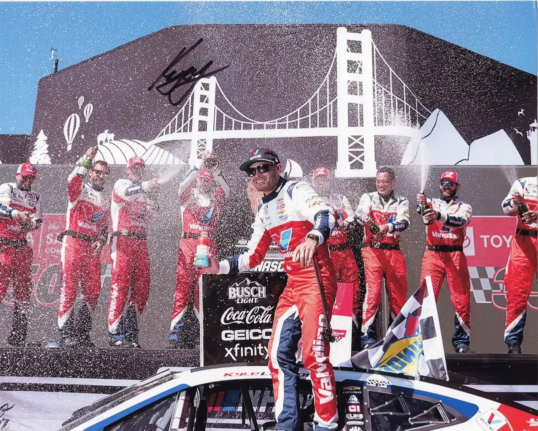 Autographed 2024 Kyle Larson #5 Valvoline Racing Sonoma Win (Victory Lane Champagne) Signed 8X10 Inch Nascar Glossy Photo With Coa 1