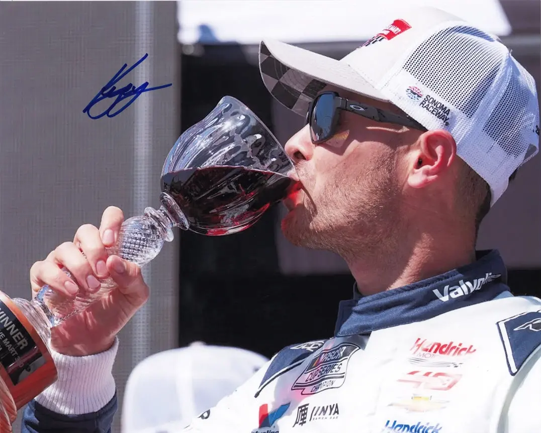 Autographed 2024 Kyle Larson #5 Valvoline Racing Sonoma Win (Victory Lane Wine) Signed 8X10 Inch Nascar Glossy Photo With Coa 1
