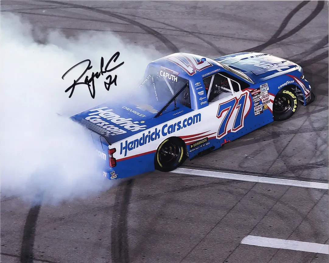 Autographed 2024 Rajah Caruth #71 Hendrick Cars Racing Las Vegas Win (Truck Burnout) Signed 8X10 Inch Nascar Photo With Coa 1