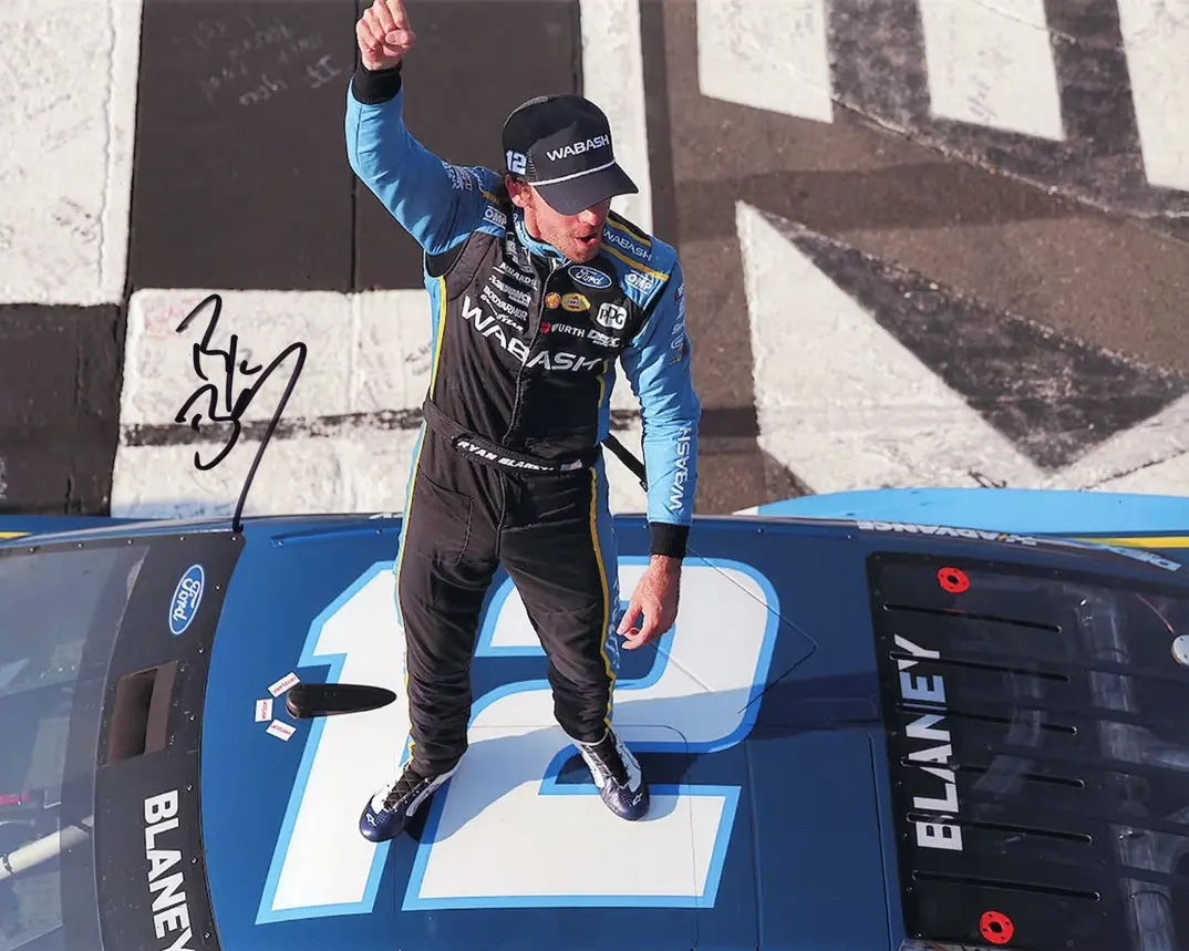 Autographed 2024 Ryan Blaney #12 Wabash Racing Pocono Race Win (Victory Celebration) Signed 8X10 Inch Nascar Glossy Photo With Coa 1