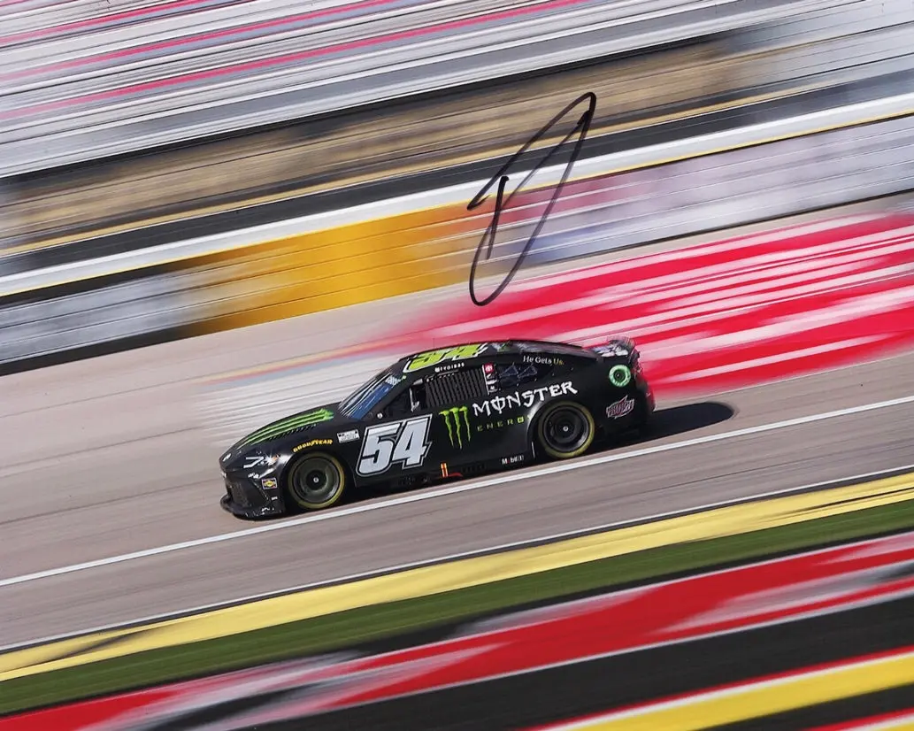 Autographed 2024 Ty Gibbs #54 Monster Racing Las Vegas Speedway (Joe Gibbs Toyota) Signed 8X10 Inch Nascar Glossy Photo With Coa 1