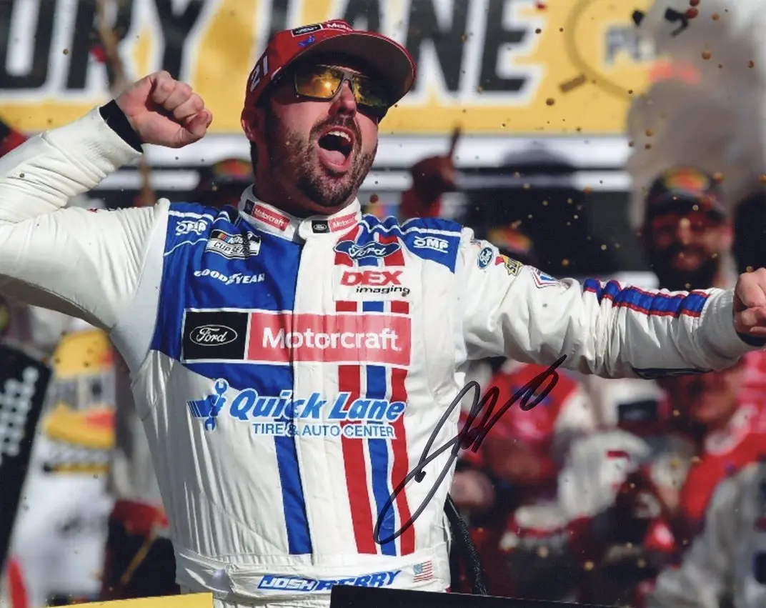 Autographed 2025 Josh Berry #21 Motorcraft Racing Las Vegas Win (Victory Lane Celebration) Signed 8X10 Inch Picture Nascar Gossy Photo With Coa 1