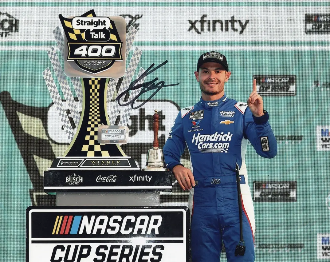Autographed 2025 Kyle Lason #5 Hendrick Cars Racing Homestead-Miami Win (Victory Lane Trophy) Signed 8X10 Inch Picture Nascar Glossy Photo With Coa 1