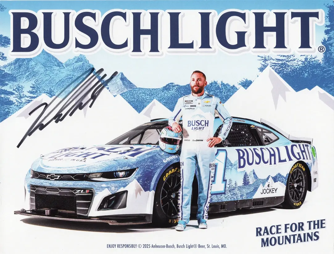 Autographed 2025 Ross Chastain #1 Busch Light Camaro Official Hero Card (Trackhouse Racing) Signed 8X10 Inch Picture Nascar Photo With Coa 1