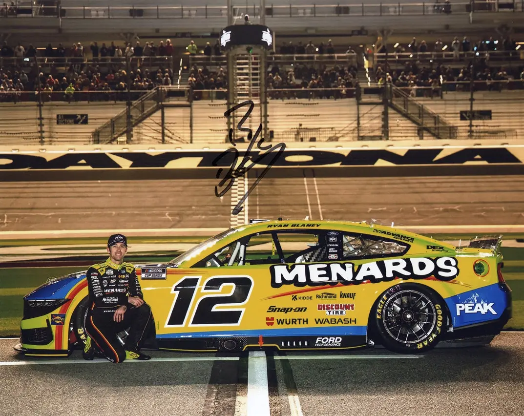 Autographed 2025 Ryan Blaney #12 Menards Racing Daytona 500 Car (Team Penske) Signed 8X10 Inch Picture Nascar Glossy Photo With Coa 1