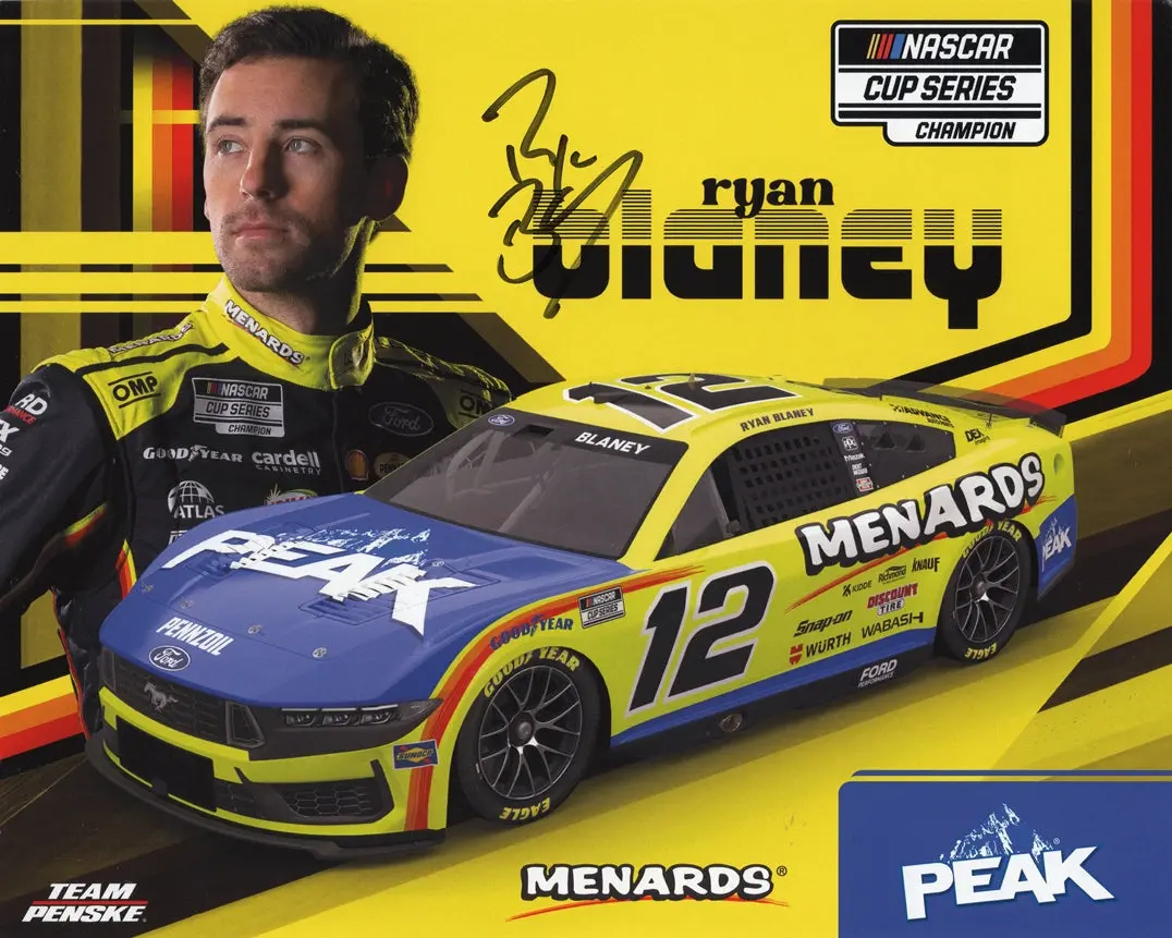 Autographed 2025 Ryan Blaney #12 Menards Racing Nascar Cup Series Champion (Official Hero Card) Signed 8X10 Inch Picture Nascar Photo With Coa 1