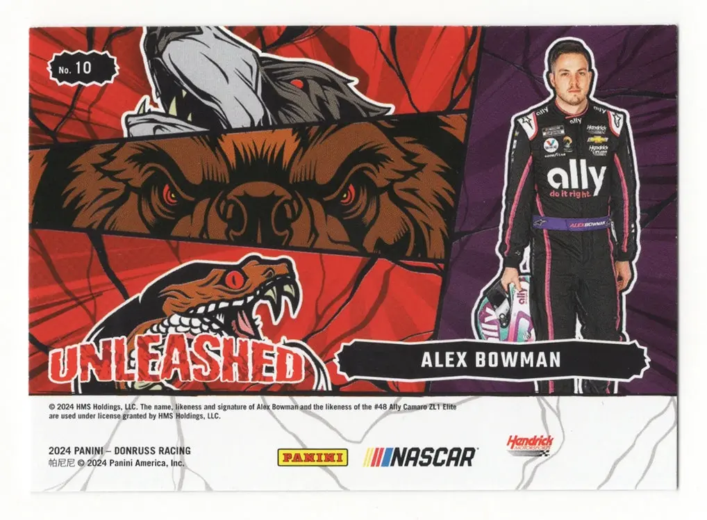 Autographed Alex Bowman 2024 Donruss Racing Unleashed (#48 Ally Team) Signed Nascar Collectible Trading Card With Coa 2
