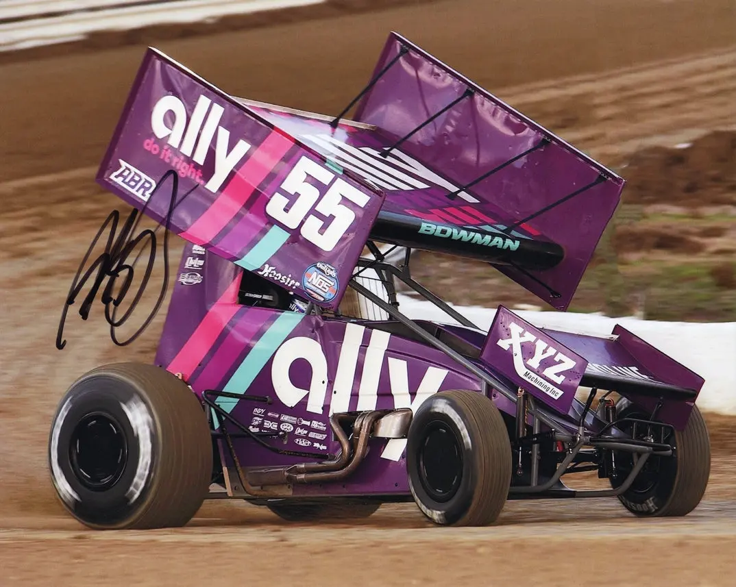 Autographed Alex Bowman #55 Ally Racing Dirt Sprint Car Signed 8X10 Inch Nascar Glossy Photo With Coa 1