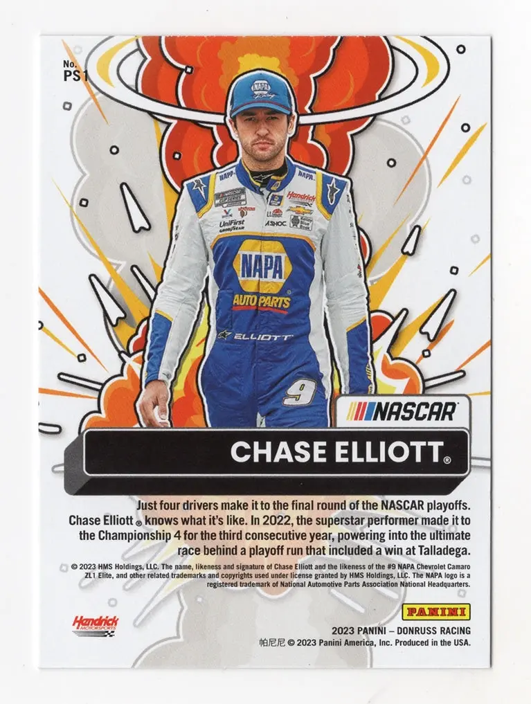 Autographed Chase Elliott 2023 Donruss Racing Power Squad Signed Nascar Collectible Trading Card With Coa 2