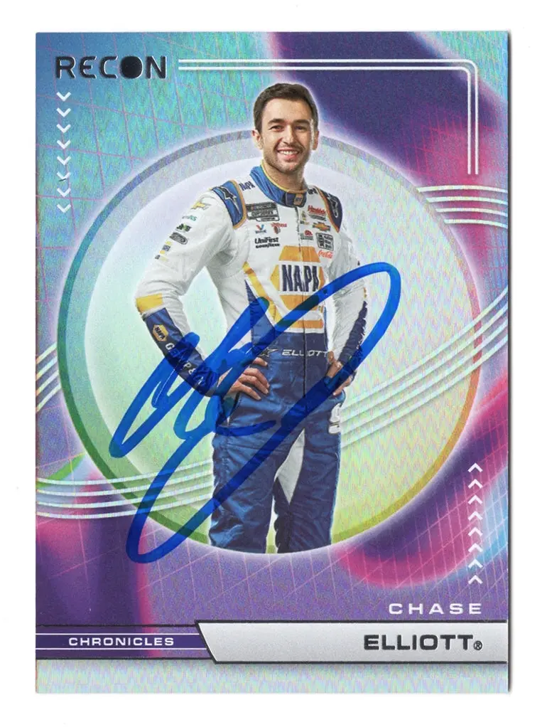 Autographed Chase Elliott 2023 Panini Chronicles Racing Recon (#9 Napa Team) Insert Signed Nascar Collectible Trading Card With Coa 1