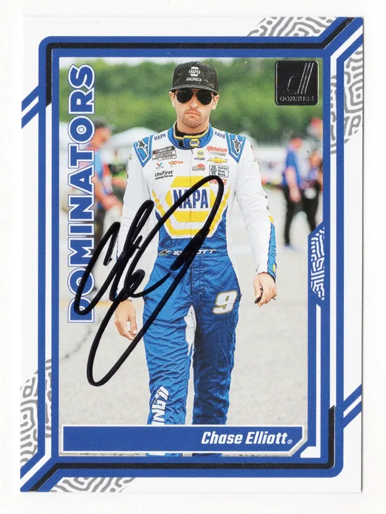 Autographed Chase Elliott 2024 Donruss Racing Dominators Signed Nascar Collectible Trading Card With Coa 1
