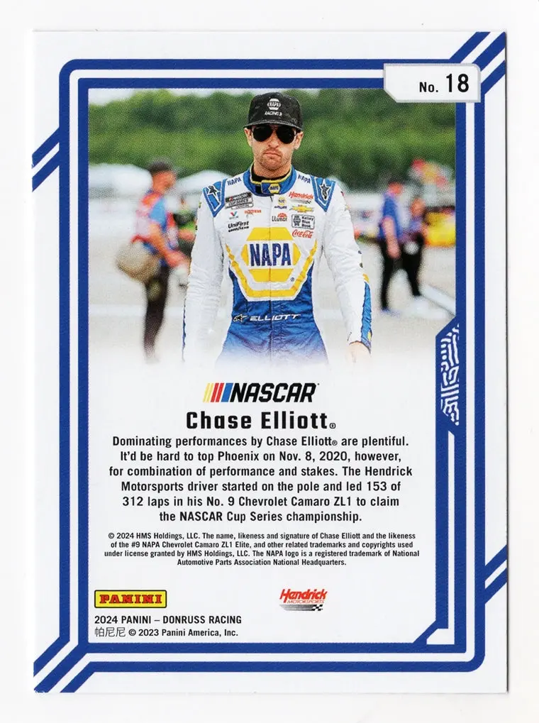 Autographed Chase Elliott 2024 Donruss Racing Dominators Signed Nascar Collectible Trading Card With Coa 2