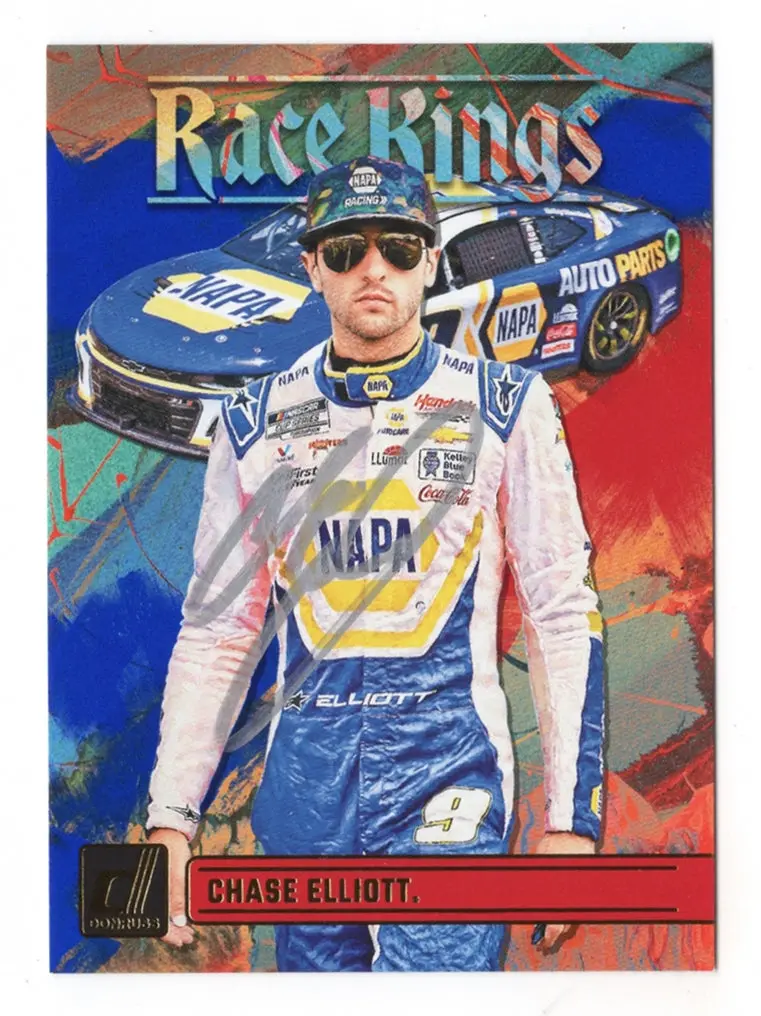 Autographed Chase Elliott 2024 Donruss Racing Race Kings (Red & Blue Parallel) Insert Signed Nascar Collectible Trading Card With Coa 1