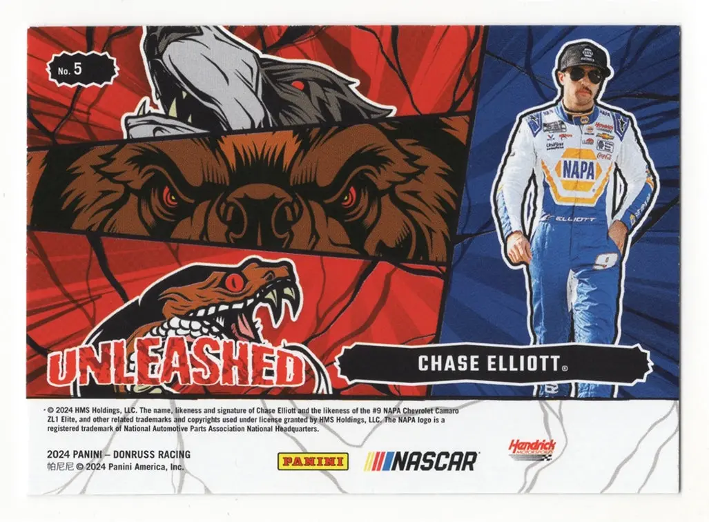 Autographed Chase Elliott 2024 Donruss Racing Unleashed Signed Nascar Collectible Trading Card With Coa 2