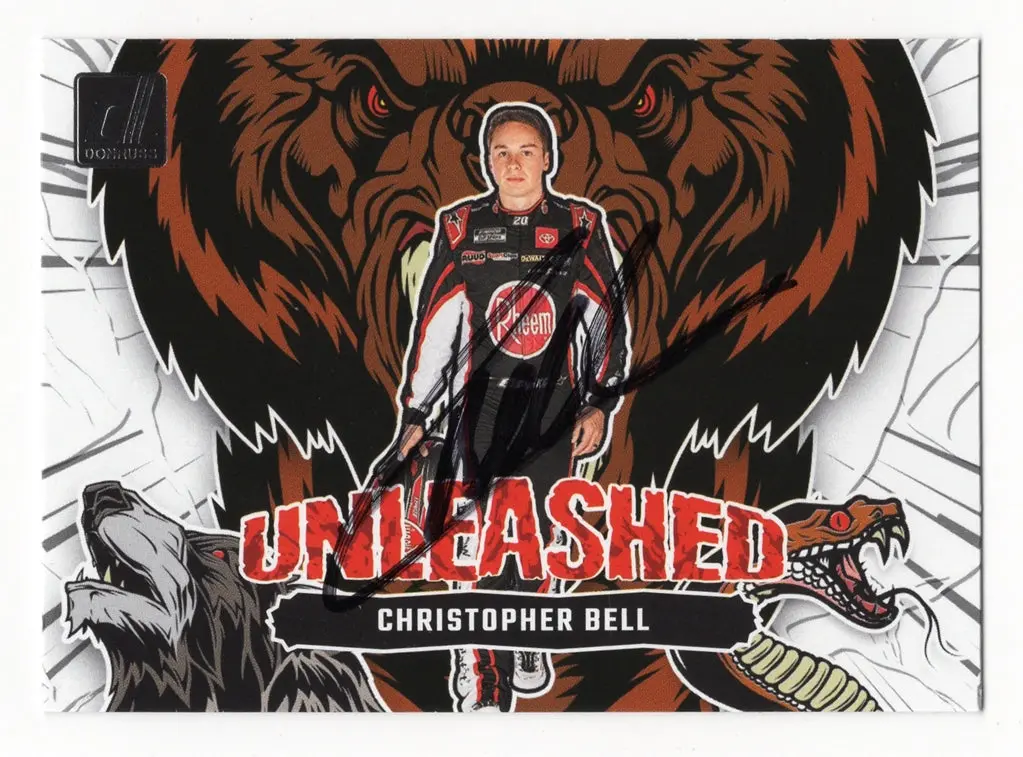 Autographed Christopher Bell 2024 Donruss Racing Unleashed Signed Nascar Collectible Trading Card With Coa 1