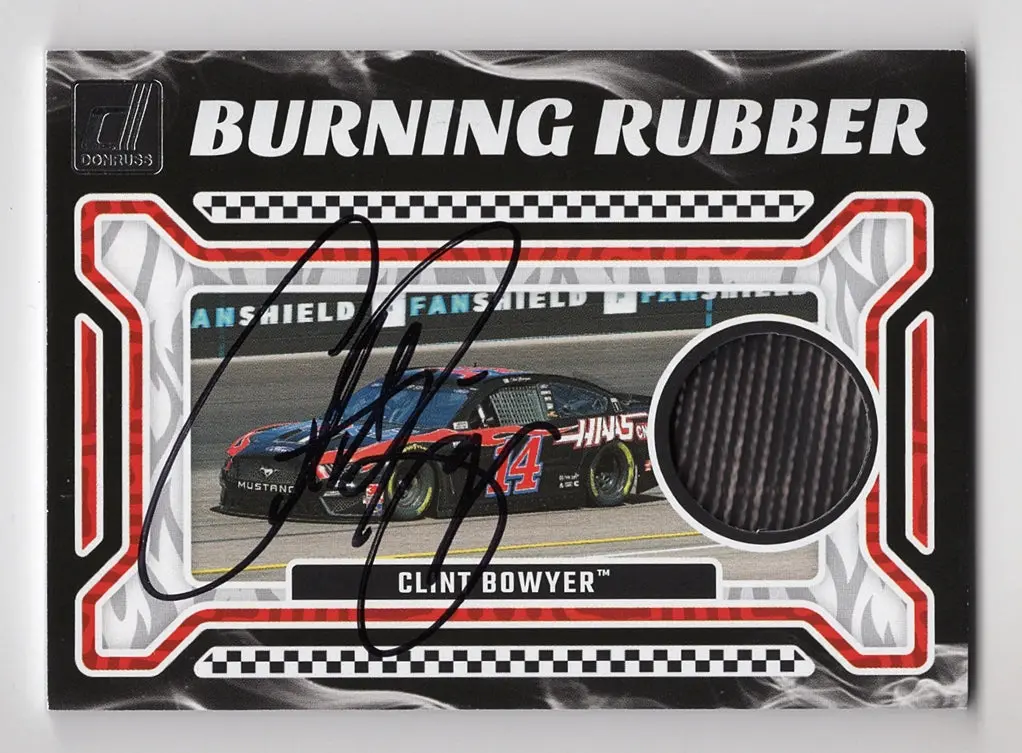 Autographed Clint Bowyer 2024 Donruss Racing Burning Rubber (Race-Used Tire) Memorabilia Relic Signed Nascar Collectible Trading Card With Coa 1