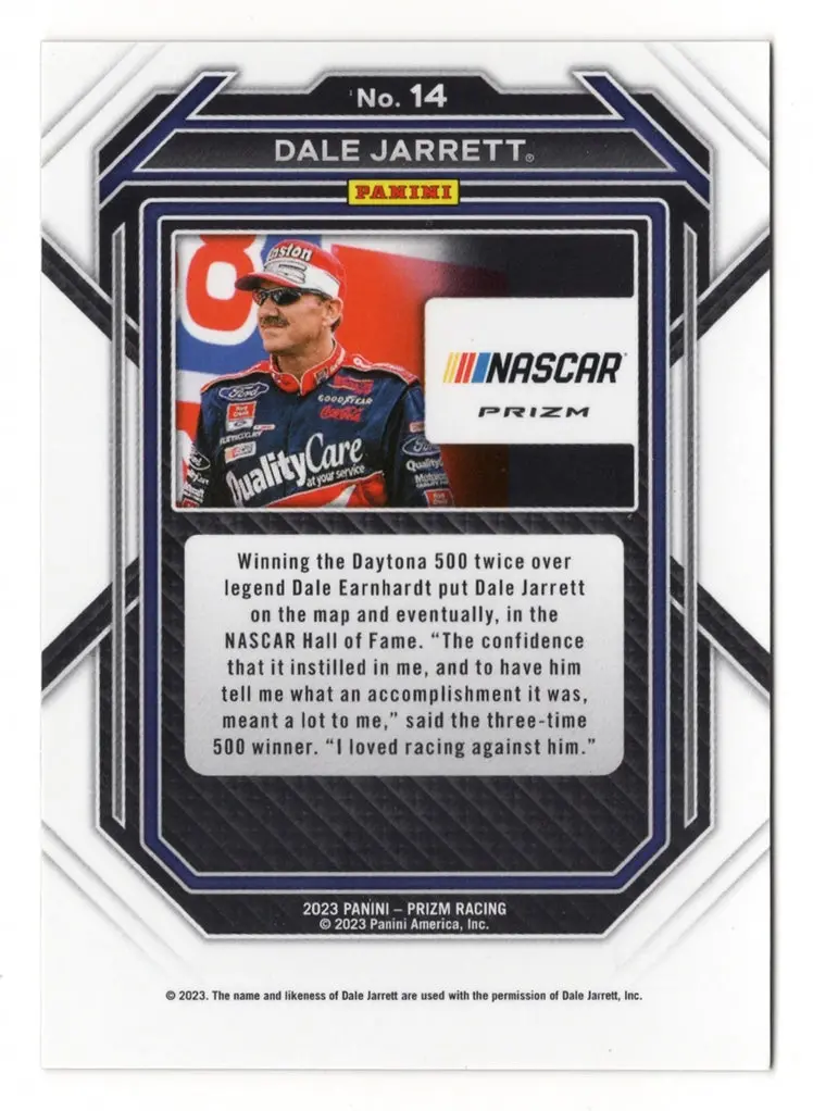 Autographed Dale Jarrett 2023 Panini Prizm Racing Orange Prizm Insert Signed Nascar Collectible Trading Card With Coa 2