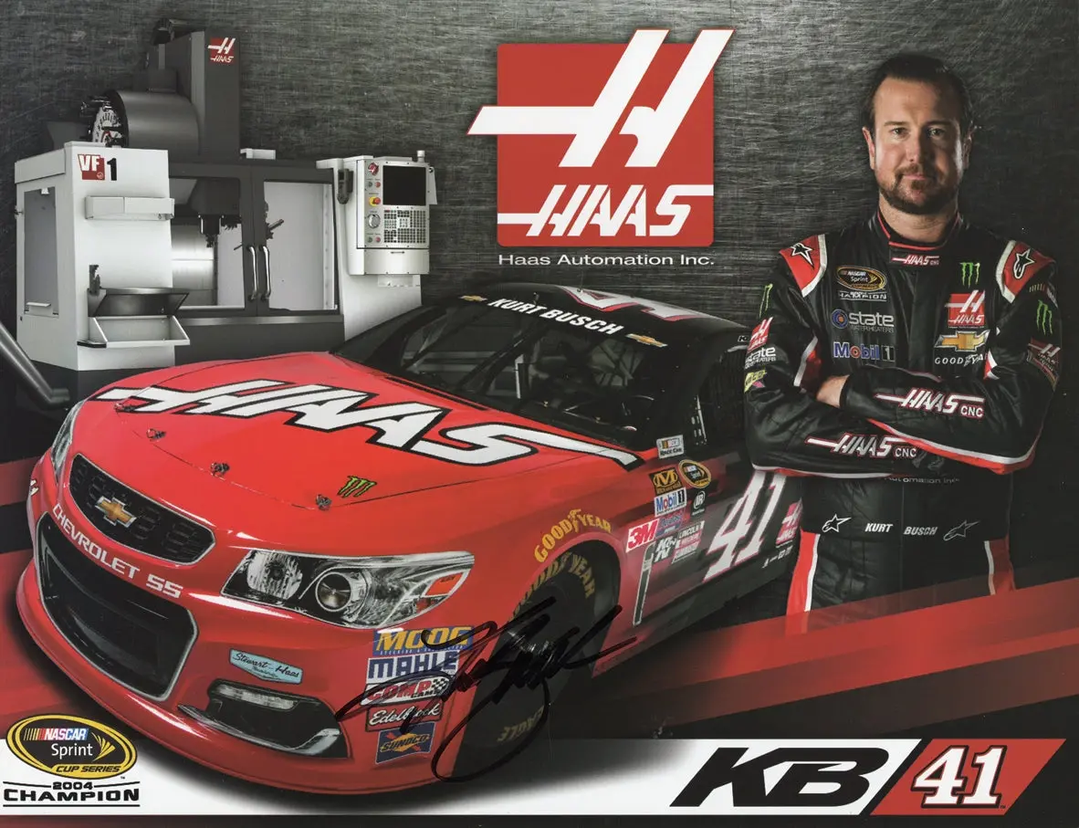 Autographed Kurt Busch #41 Stewart-Haas Racing Official Hero Card (Sprint Cup Series) Signed 9X11 Inch Picture Nascar Collectible Photo With Coa 1