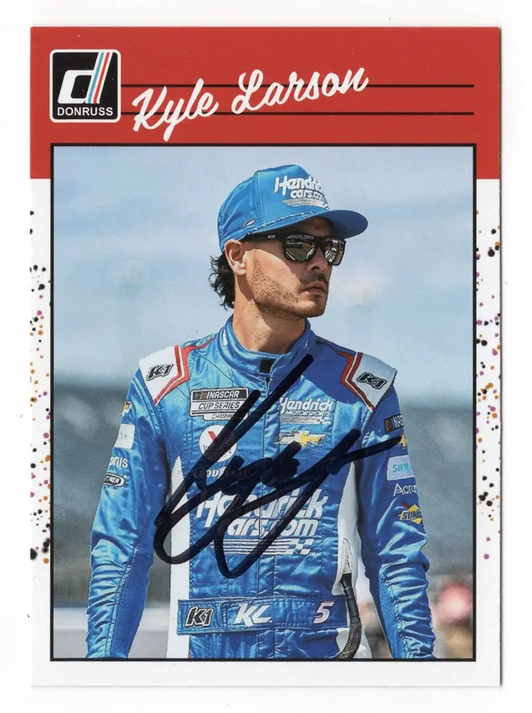 Autographed Kyle Larson 2023 Donruss Racing Retro (#5 Hendrick Team) Signed Nascar Collectible Trading Card With Coa 1