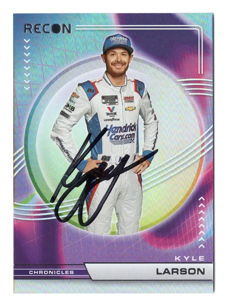 Autographed Kyle Larson 2023 Panini Chronicles Racing Recon Signed Nascar Collectible Trading Card With Coa 1