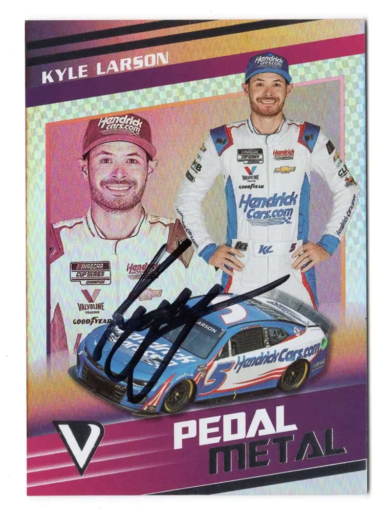 Autographed Kyle Larson 2023 Panini Chronicles Victory Lane Racing Pedal To The Metal Signed Nascar Collectible Trading Card With Coa 1