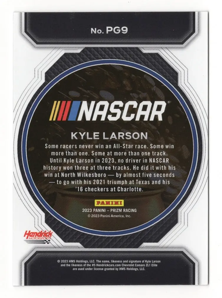 Autographed Kyle Larson 2023 Panini Prizm Racing Pot Of Gold Insert Signed Nascar Collectible Trading Card With Coa 2