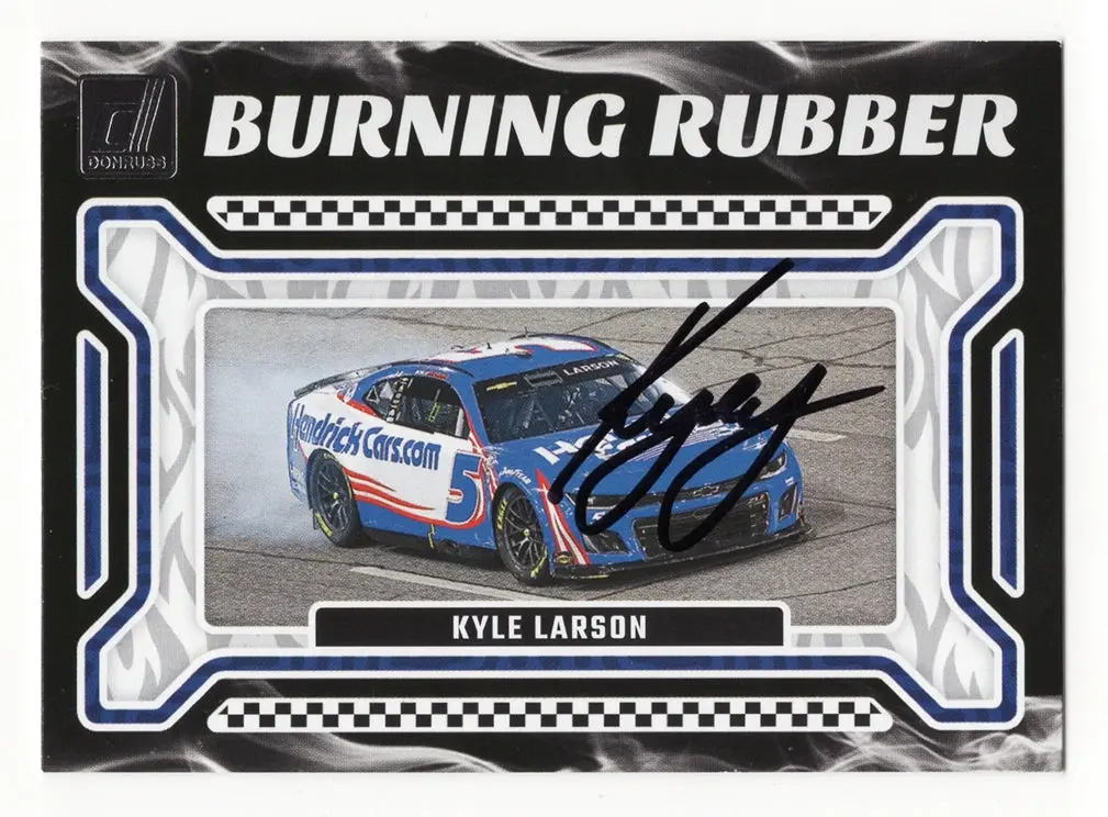 Autographed Kyle Larson 2024 Donruss Racing Burning Rubber (Burnout) Signed Nascar Collectible Trading Card With Coa 1