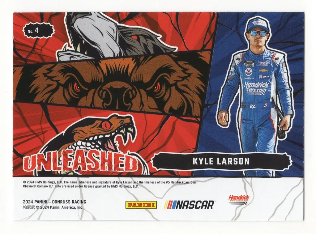 Autographed Kyle Larson 2024 Donruss Racing Unleashed (#5 Hendrick Team) Signed Nascar Collectible Trading Card With Coa 2