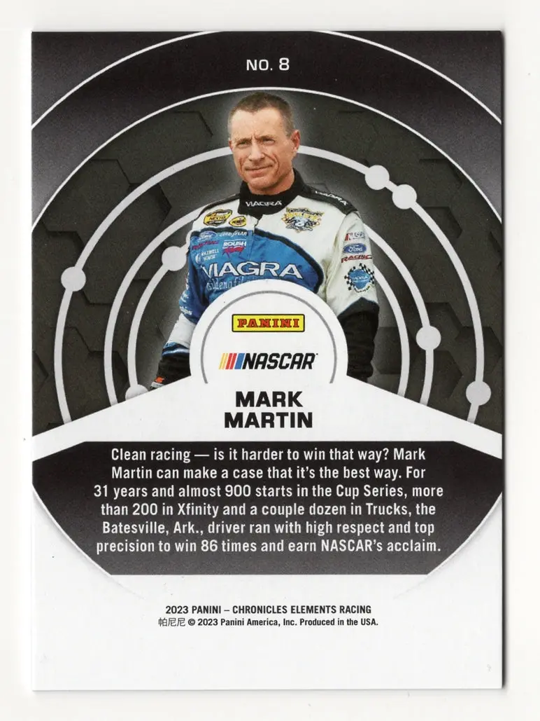 Autographed Mark Martin 2023 Panini Chronicles Racing Elements Signed Nascar Collectible Trading Card With Coa 2