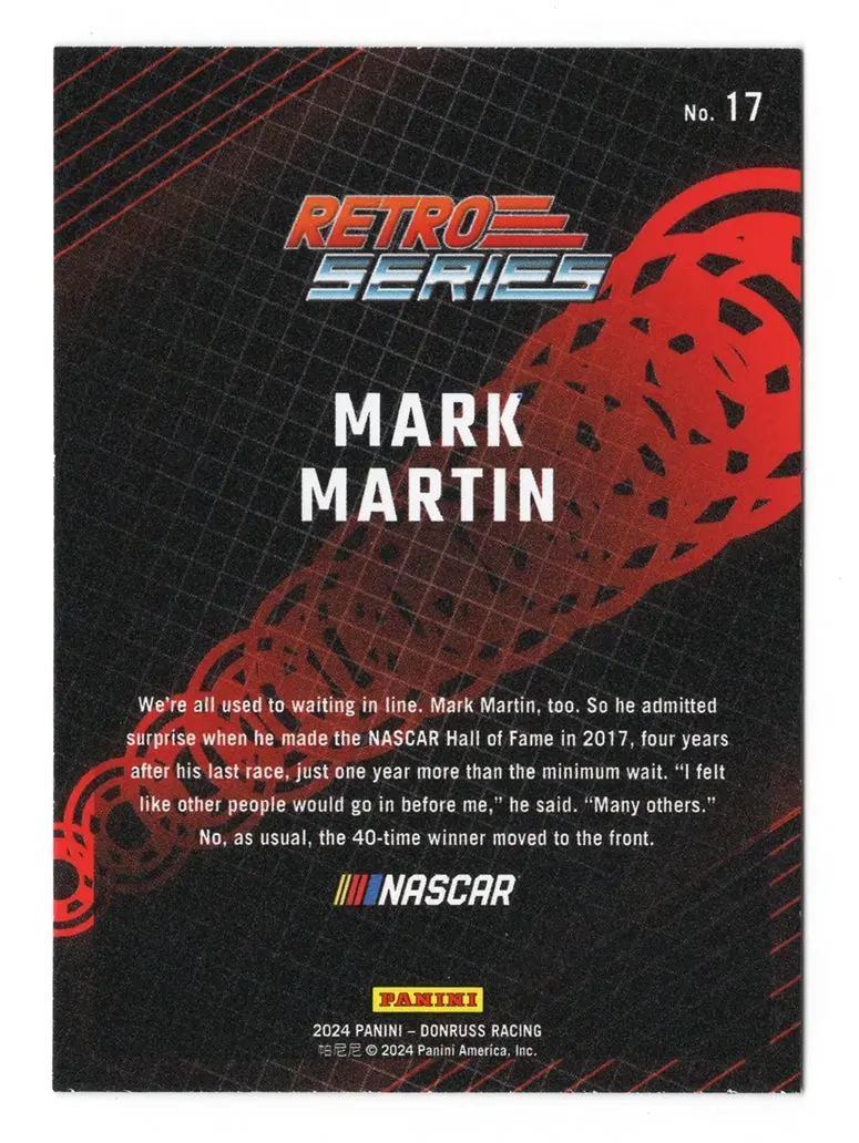 Autographed Mark Martin 2024 Donruss Racing Retro Series Insert Signed Nascar Collectible Trading Card With Coa 2