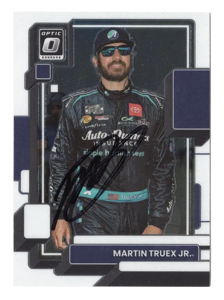 Autographed Martin Truex Jr. 2023 Donruss Optic Racing (#19 Auto-Owners Team) Signed Nascar Collectible Trading Card With Coa 1