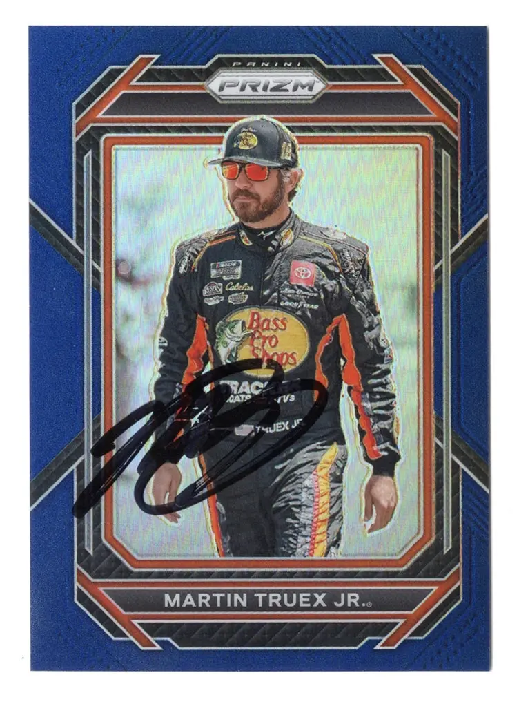 Autographed Martin Truex Jr. 2023 Panini Prizm Racing Navy Blue Prizm Insert #183/499 Signed Nascar Collectible Trading Card With Coa 1