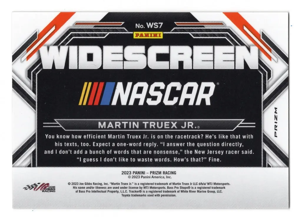Autographed Martin Truex Jr. 2023 Panini Prizm Racing Widescreen Insert Signed Nascar Collectible Trading Card With Coa 2
